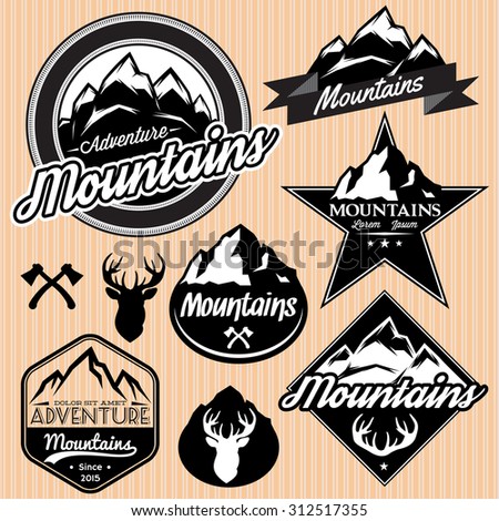 set of vector templates for emblems with different mountains