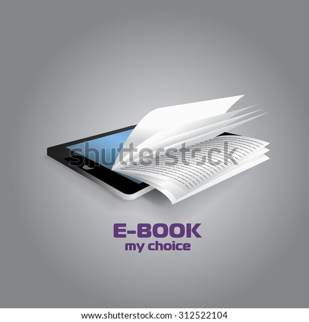  E-Book. Illustration of   e-book with realistic pages flipping effect.
