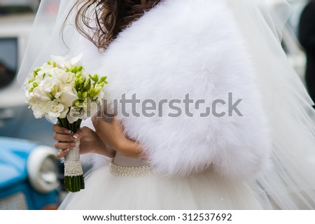 Big wedding bouquet before ceremony