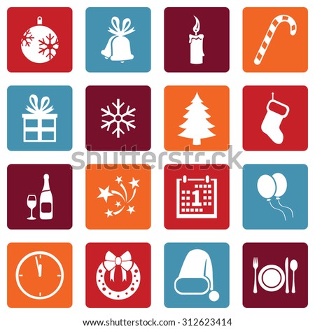 Vector Set of New Year and Christmas Icons