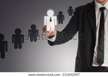 businessman choosing right partner from many candidates,
Concept of teamwork.