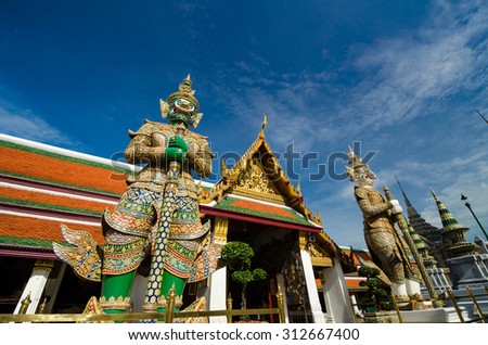 
Giant guardian in the Temple of the Emerald Buddha, Bangkok