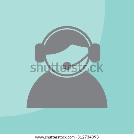 call center operator with headset.  web icon. vector illustration