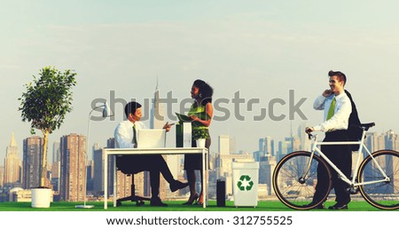 Green Business Commuters in the City Concept