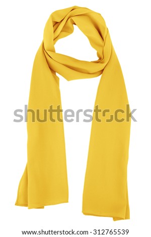 Yellow silk scarf isolated on white background. Female accessory. Royalty-Free Stock Photo #312765539