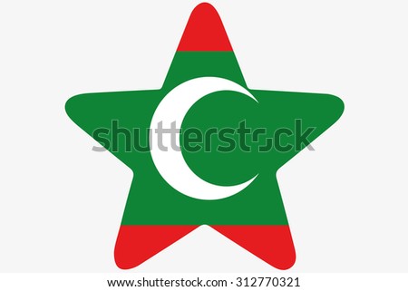 A Flag Illustration inside a star of the country of Maldives