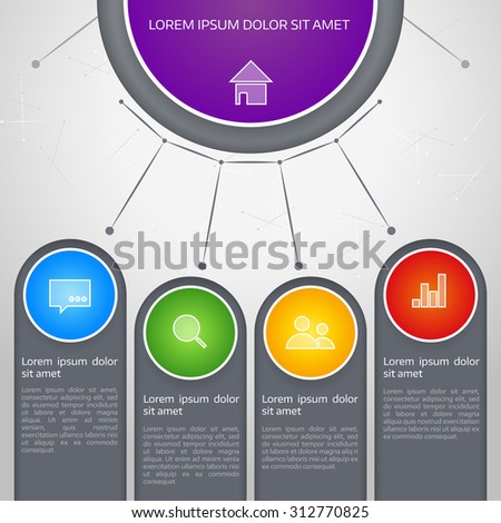Vector colorful info graphic elements, background for web design, diagram, work flow or presentation and info graphic.