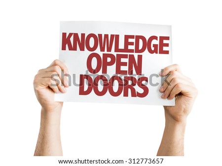 Knowledge Open Doors placard isolated on white