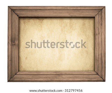 Vintage wooden frame on old paper.