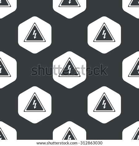 Image of high voltage sign in hexagon, repeated on black