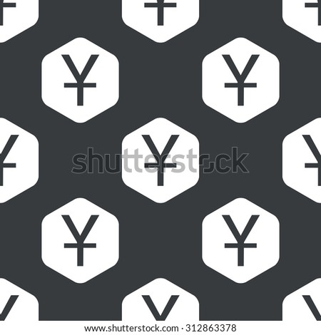 Image of yen symbol in hexagon, repeated on black