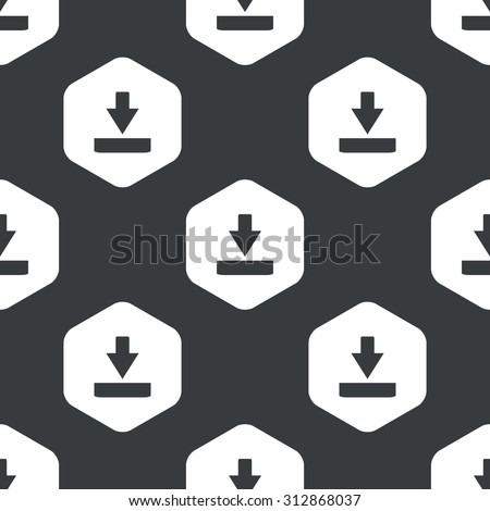 Image of download symbol in hexagon, repeated on black