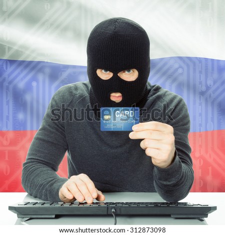 Cybercrime concept with flag on background - Russia