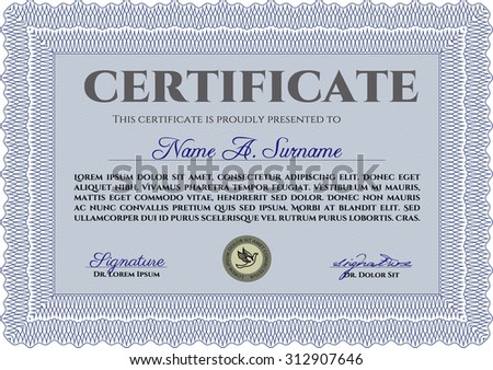 Diploma template or certificate template. Complex background. Elegant design. Money style.