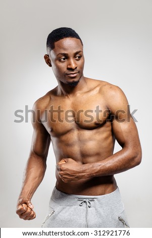 African american muscular man after sports training
