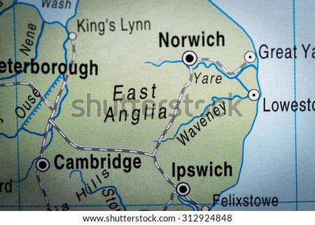 Map view of Cambridge. (vignette) Royalty-Free Stock Photo #312924848