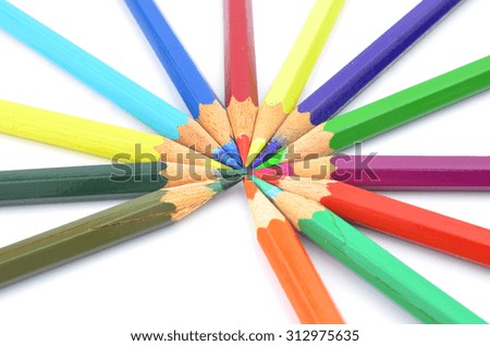 color pencils isolated on a white background.