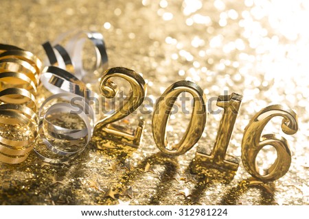 New year decoration,Closeup on 2016. Royalty-Free Stock Photo #312981224