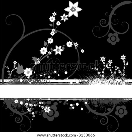 High Res Jpeg - Floral grunge with vines and grass. Copy space for text.