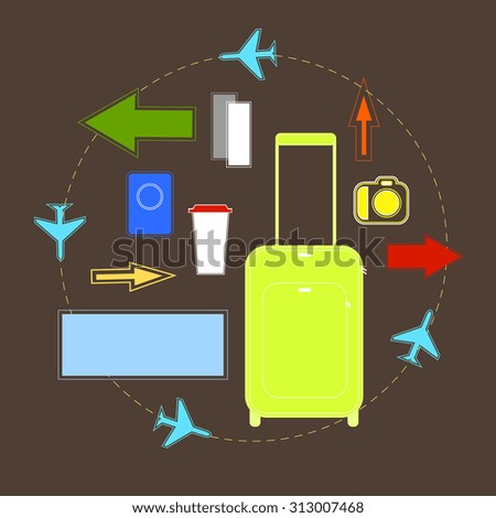 Travel - vector illustration. 	
Camera, airplane, suitcase