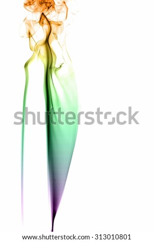 Movement of color smoke,Abstract colorful smoke on white background, ,Violet Green and Orange smoke background,colorful ink background,Violet, Green, Orange