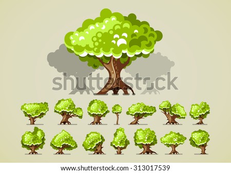 Set of trees for video games Royalty-Free Stock Photo #313017539