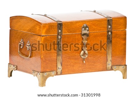 Wooden chest isolated on a white background