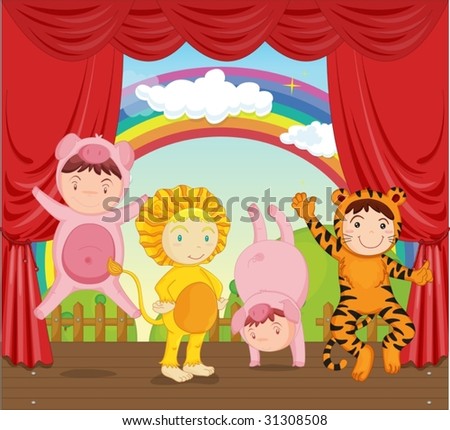 illustration of kids in animal dressup