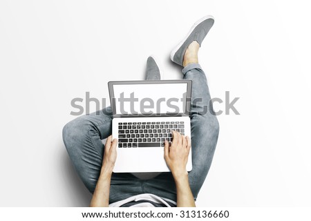 Hipster with computer