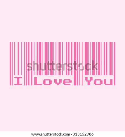 I Love You word with Barcode, Vector Illustration