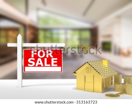 for sale sign at luxury house background