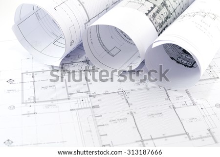 Architectural  project,Architectural plans. Royalty-Free Stock Photo #313187666