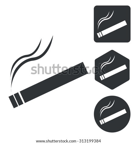 Smoking icon set, monochrome, isolated on white