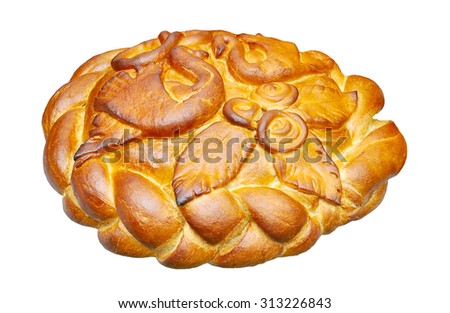 A large loaf of bread isolated on white background.