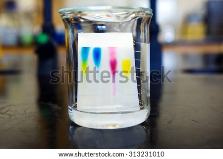 Separation of food coloring compounds by thin layer chromatography. 