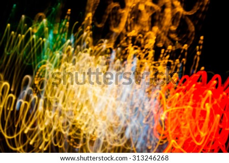 Abstract image of colorful lights blurred by motion