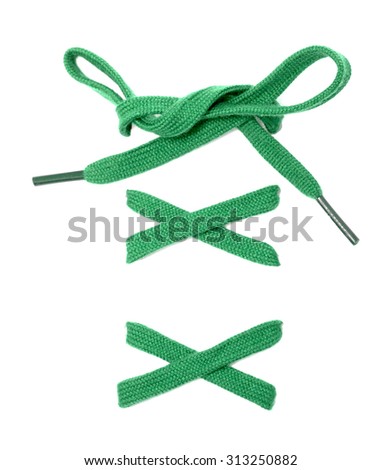  Colored shoelaces on a white background