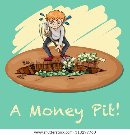 Old saying money pit illustration
