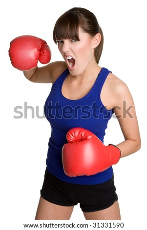 Isolated Woman Boxing