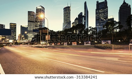 Urban city at night with traffic and night skyline