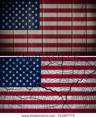 USA, American flag painted on wooden background. 