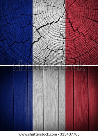 france flag painted on old wood background