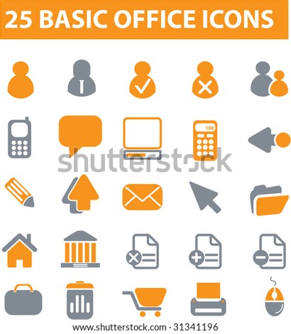 web, office, internet,calendar, presentation, phone, library, books, briefcase, computer, team, chat, pencil, printer, workplace, time illustrations, icons, signs, concept vector set
