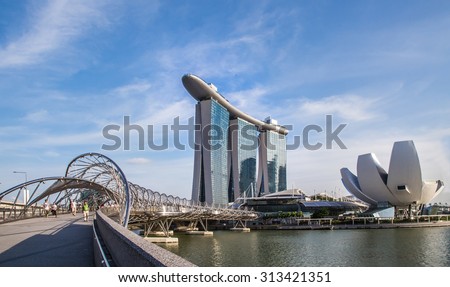 Singapore Skyline and view of Marina Bay Royalty-Free Stock Photo #313421351