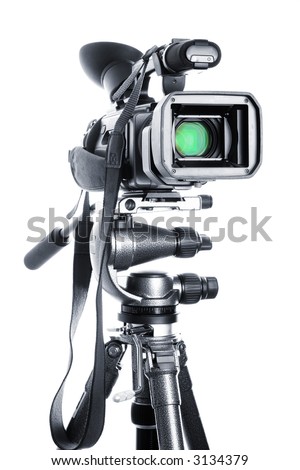 Camcorder on a professional tripod