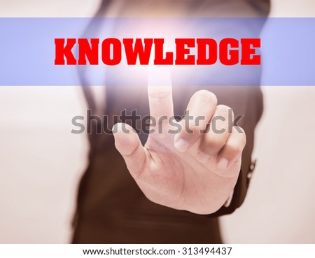 business woman touch KNOWLEDGE Text