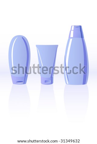 Illustration of three shampoo bottles. Vector in my portfolio