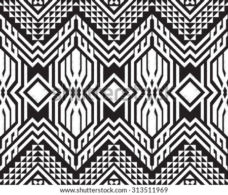 Ethnic chalkboard doodle Tribal Aztec Seamless Pattern.Geometric Vector illustration