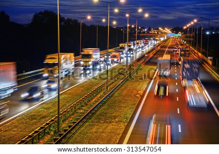 Controlled-access highway in Poznan, Poland  Royalty-Free Stock Photo #313547054