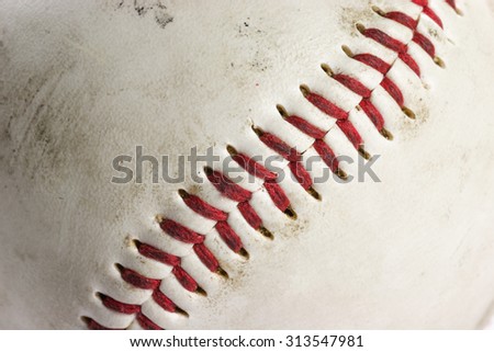 Baseball isolated on white / Close up of a baseball threads